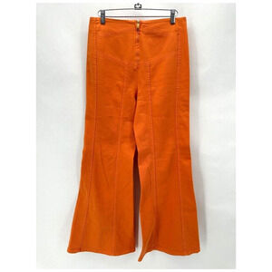Alberta Ferretti‎ Wide Flare Leg Pants US 6 Orange Twill Italy Preppy Designer